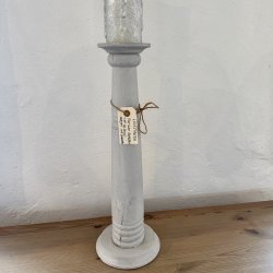 Antik lysestage - Farve Lys gr kalk maling