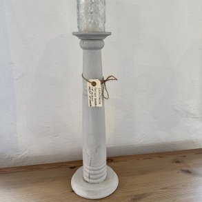 Antik lysestage - Farve Lys gr kalk maling