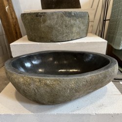 Hndvask flodsten - Sort/Gr/Kobber