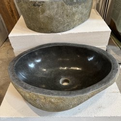 Hndvask flodsten - Sort/Gr/Kobber