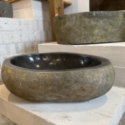 Hndvask flodsten - Sort/Gr/Kobber