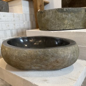 Hndvask flodsten - Sort/Gr/Kobber