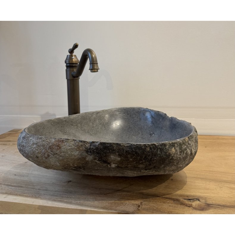 H�ndvask flodsten - Gr�/Sort/Kobber