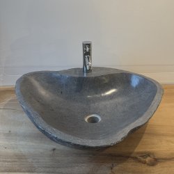 H�ndvask flodsten - Gr�meleret