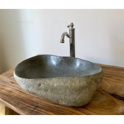 Hndvask flodsten - Gr/Sort