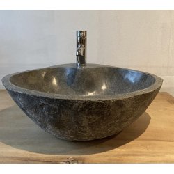 Hndvask flodsten - Sort/Gr