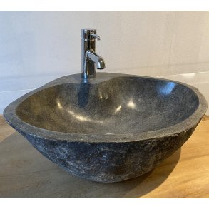 Hndvask flodsten - Sort/Gr
