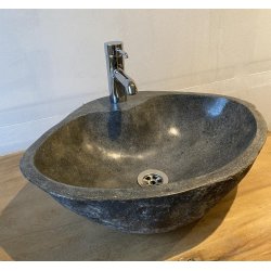 Hndvask flodsten - Sort/Gr