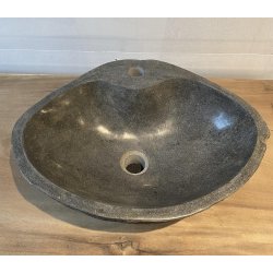 Hndvask flodsten - Sort/Gr