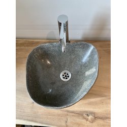 Hndvask flodsten - Sort/Gr/Brun