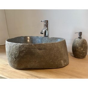 Hndvask flodsten - Sort/Gr/Brun
