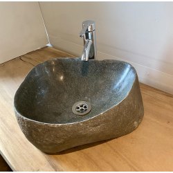 Hndvask flodsten - Sort/Gr/Brun