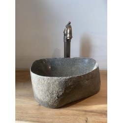 Hndvask flodsten - Sort/Gr/Brun