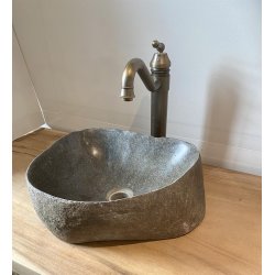 Hndvask flodsten - Sort/Gr/Brun