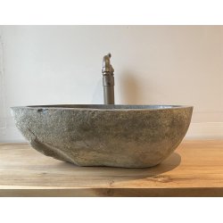 Hndvask flodsten - Sort/Gr