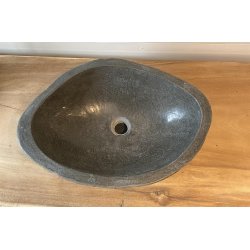 Hndvask flodsten - Sort/Gr