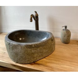 Hndvask flodsten - Sort/Gr 