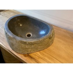 Hndvask flodsten - Sort/Gr 