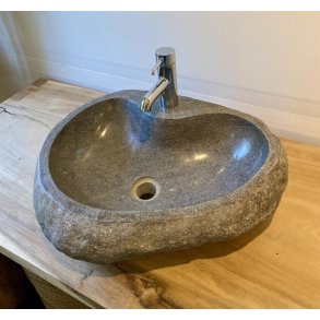 Hndvask flodsten - Sort/Gr 