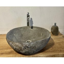 Hndvask flodsten - Gr/Sort