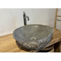 Hndvask flodsten - Gr/Sort