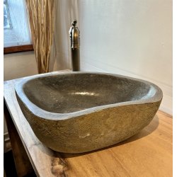 Hndvask flodsten - Sort/Gr