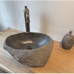 Hndvask flodsten - Gr/Sort