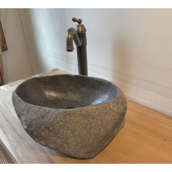 Hndvask flodsten - Gr/Sort