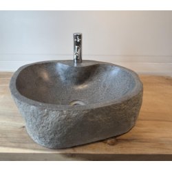 Hndvask flodsten  - Sort/Gr