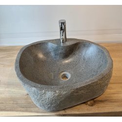 Hndvask flodsten  - Sort/Gr