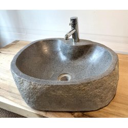 Hndvask flodsten  - Sort/Gr