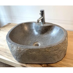 Hndvask flodsten  - Sort/Gr