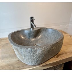 Hndvask flodsten  - Sort/Gr