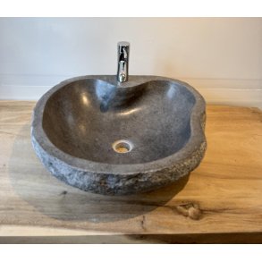 Hndvask flodsten - Sort/Gr