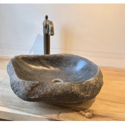 Hndvaske flodsten  - Sort/Gr