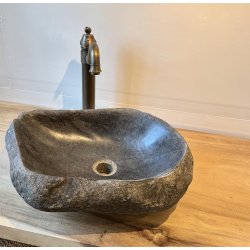 Hndvaske flodsten  - Sort/Gr