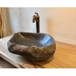 Hndvaske flodsten  - Sort/Gr