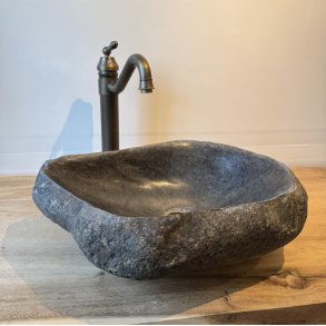 Hndvaske flodsten  - Sort/Gr