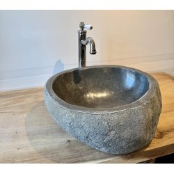 Hndvask flodsten Gr/Sort