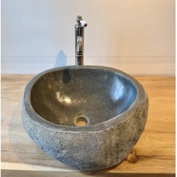 Hndvask flodsten Gr/Sort