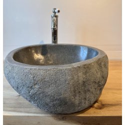 Hndvask flodsten Gr/Sort