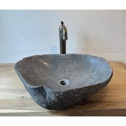 Hndvask flodsten - Sort/Gr