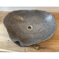 Hndvask flodsten - Sort/Gr