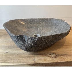 Hndvask flodsten - Sort/Gr