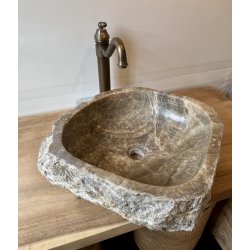 HNDVASK NATURSTEN ONYX - HVID/BRUNE NUANCER