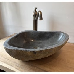 Hndvask flodsten - Sort/Gr