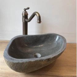 Hndvask flodsten - Sort/Gr