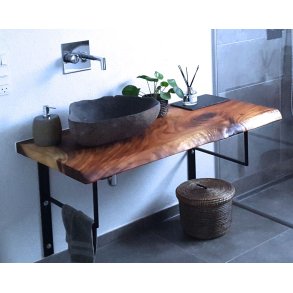 Planke bordplade i Suartr + Flodstens hndvask 